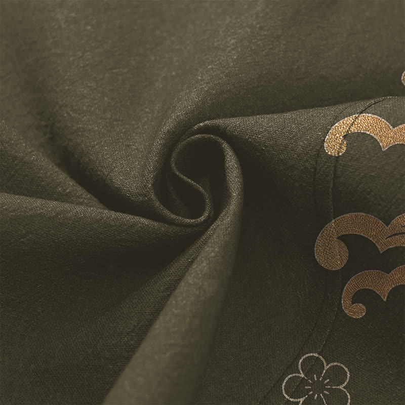 Buddha Stones Kimono aus Baumwolle mit goldenem Koi- und Blumenmuster, offener Vorderseite, für Herren - image 5