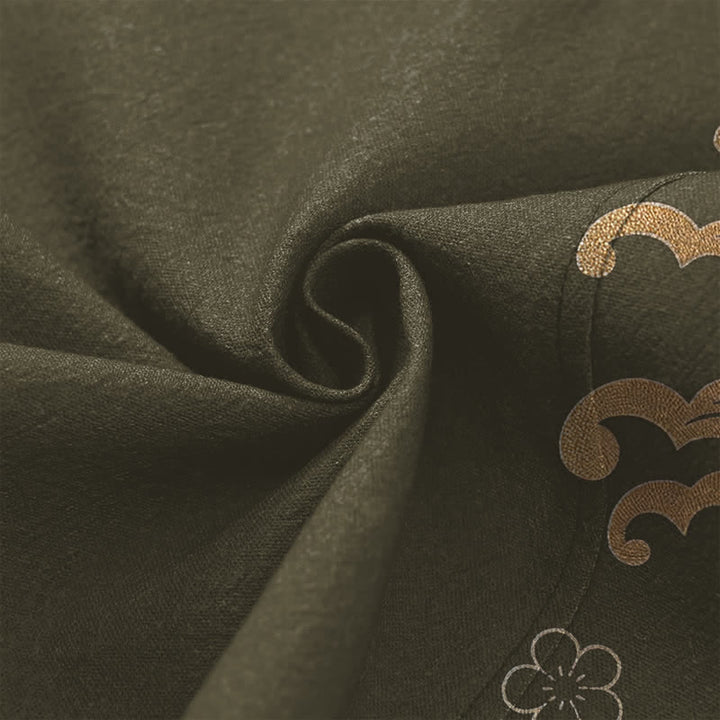 Buddha Stones Kimono aus Baumwolle mit goldenem Koi- und Blumenmuster, offener Vorderseite, für Herren - image 5