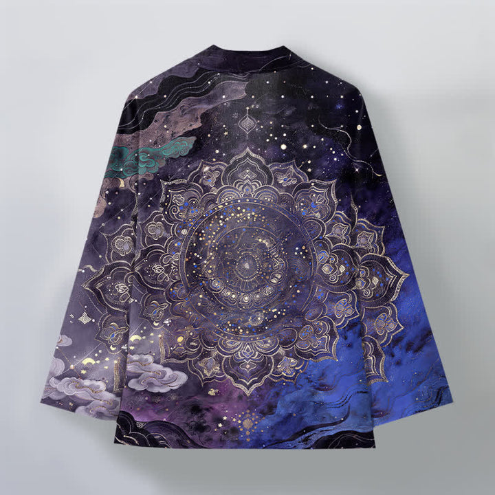 Buddha Stones Kimono aus Baumwolle mit galaktischem Mandala-Muster und offener Vorderseite für Herren - image 2