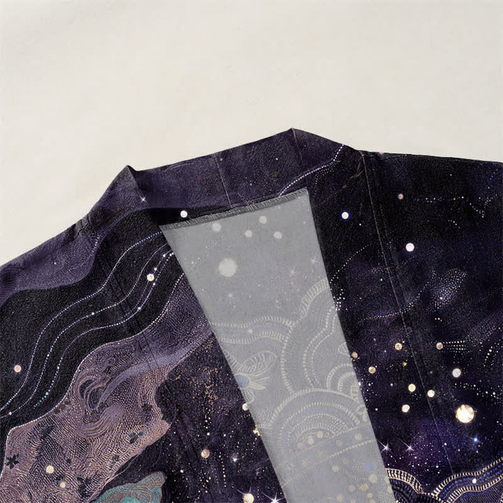 Buddha Stones Kimono aus Baumwolle mit galaktischem Mandala-Muster und offener Vorderseite für Herren - image 3
