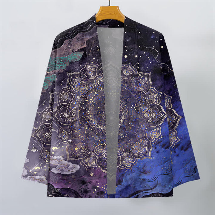 Buddha Stones Kimono aus Baumwolle mit galaktischem Mandala-Muster und offener Vorderseite für Herren - image 1