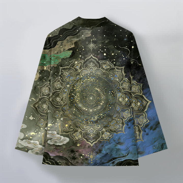 Buddha Stones Kimono aus Baumwolle mit galaktischem Mandala-Muster und offener Vorderseite für Herren - image 8