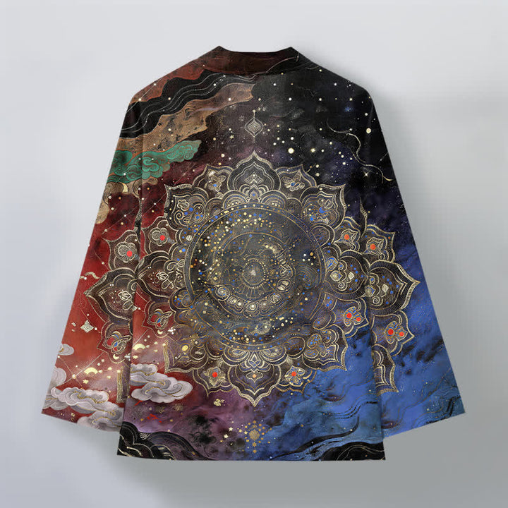 Buddha Stones Kimono aus Baumwolle mit galaktischem Mandala-Muster und offener Vorderseite für Herren - image 11