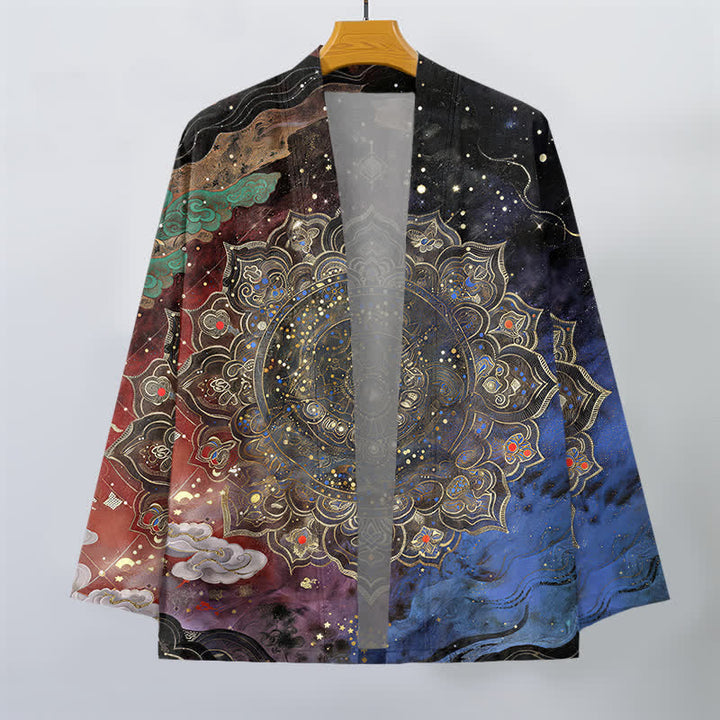 Buddha Stones Kimono aus Baumwolle mit galaktischem Mandala-Muster und offener Vorderseite für Herren - image 10
