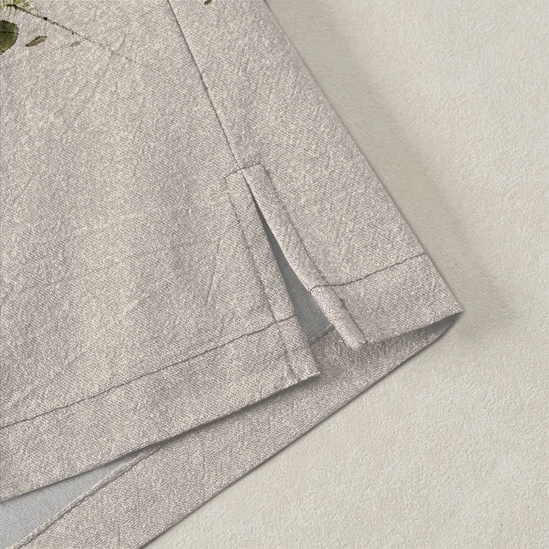 Buddha Stones Kimono für Herren aus Baumwolle mit Koi-Lotus-Tintenwaschmuster und offener Vorderseite - image 4