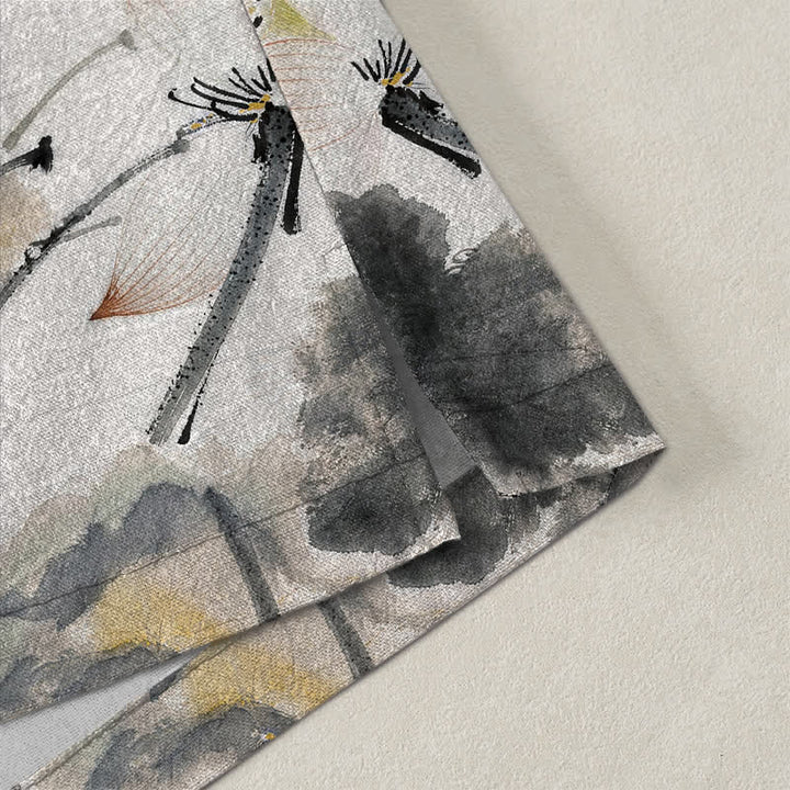 Buddha Stones Kimono für Herren aus Baumwolle mit Lotusmuster und offener Vorderseite - image 4