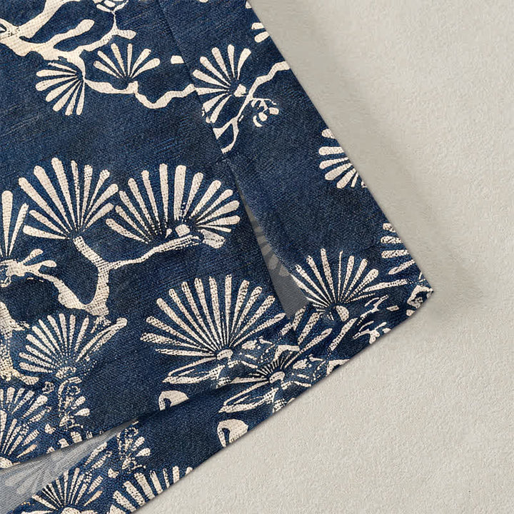 Buddha Stones Kimono aus Baumwolle mit Fächermuster aus Kiefernzweigen und offener Vorderseite für Herren - image 4