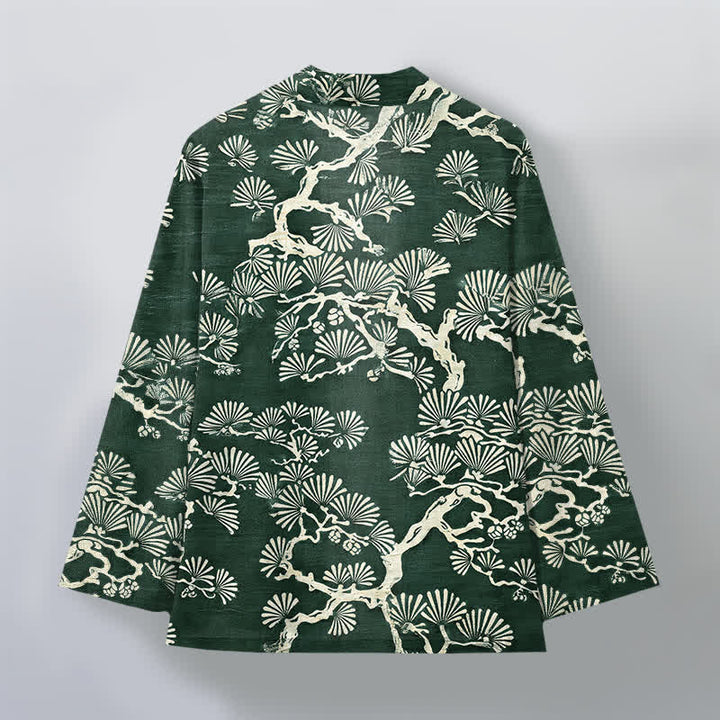 Buddha Stones Kimono aus Baumwolle mit Fächermuster aus Kiefernzweigen und offener Vorderseite für Herren - image 8