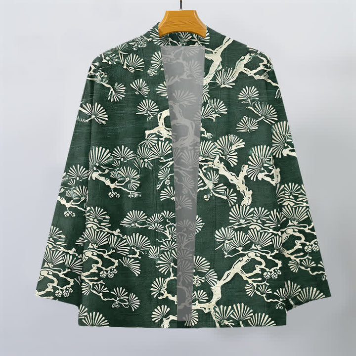 Buddha Stones Kimono aus Baumwolle mit Fächermuster aus Kiefernzweigen und offener Vorderseite für Herren - image 7