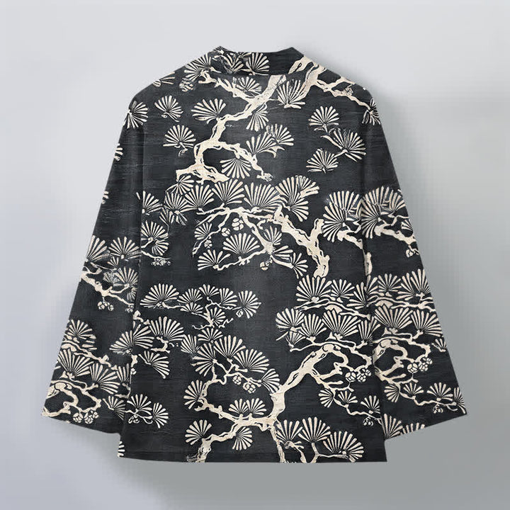 Buddha Stones Kimono aus Baumwolle mit Fächermuster aus Kiefernzweigen und offener Vorderseite für Herren - image 11