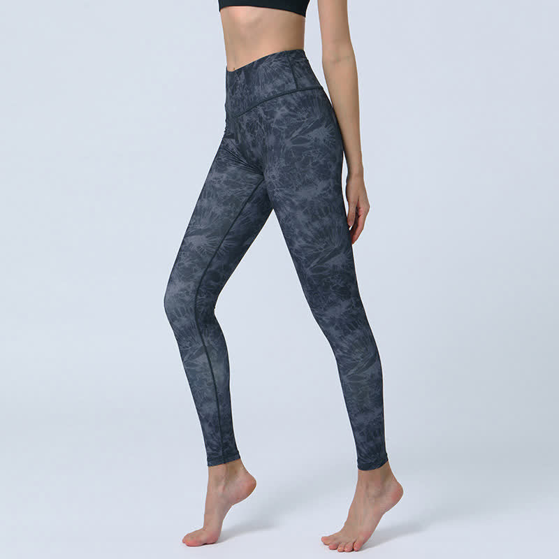 Buddha-Steine, Blumen, Blätter-Druck, Sport, Fitness, Yoga, hohe Taille, Leggings für Damen - Schwarze Blüten - US 8-10, UK/AU 12-14, EU 40-42 (XL) - image 5