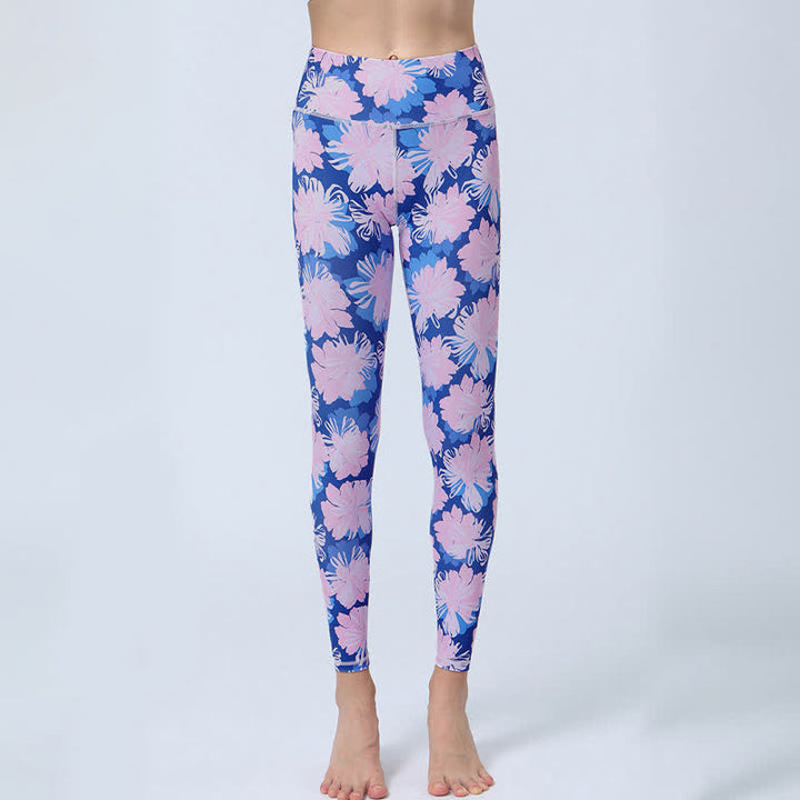 Buddha-Steine, Blumen, Blätter-Druck, Sport, Fitness, Yoga, hohe Taille, Leggings für Damen - image 9