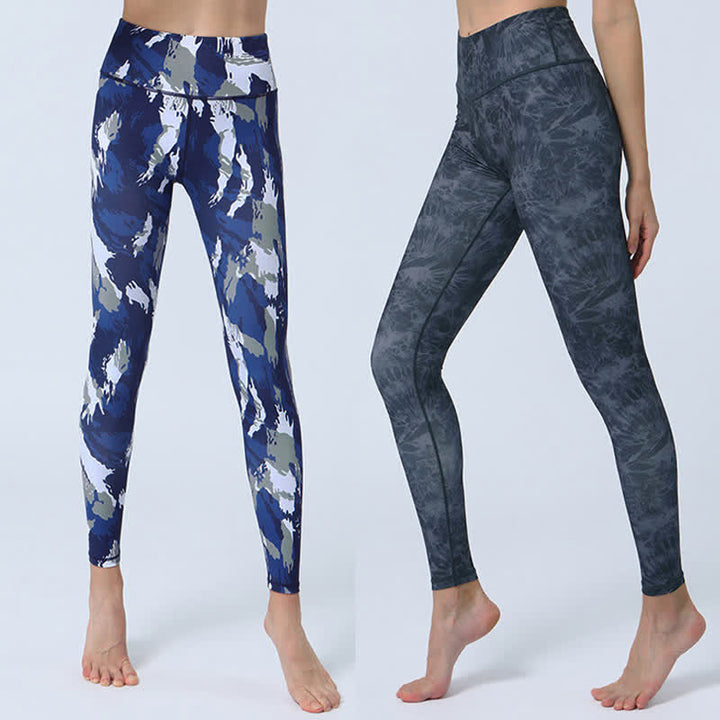 Buddha-Steine, Blumen, Blätter-Druck, Sport, Fitness, Yoga, hohe Taille, Leggings für Damen - image 0