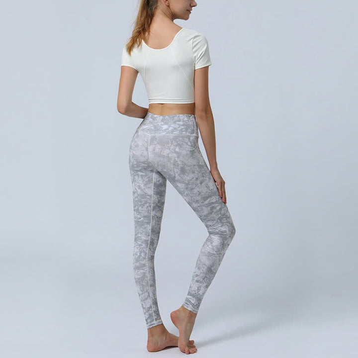 Buddha-Steine, Blumen, Blätter-Druck, Sport, Fitness, Yoga, hohe Taille, Leggings für Damen - image 15
