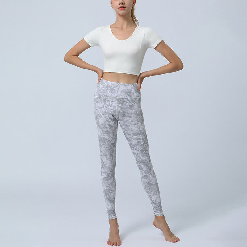 Buddha-Steine, Blumen, Blätter-Druck, Sport, Fitness, Yoga, hohe Taille, Leggings für Damen - image 14