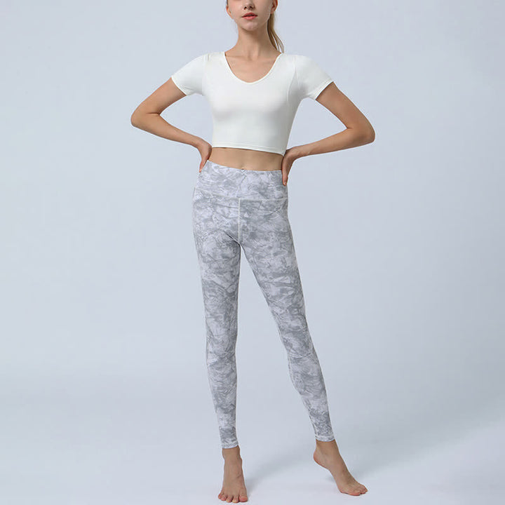 Buddha-Steine, Blumen, Blätter-Druck, Sport, Fitness, Yoga, hohe Taille, Leggings für Damen - image 14