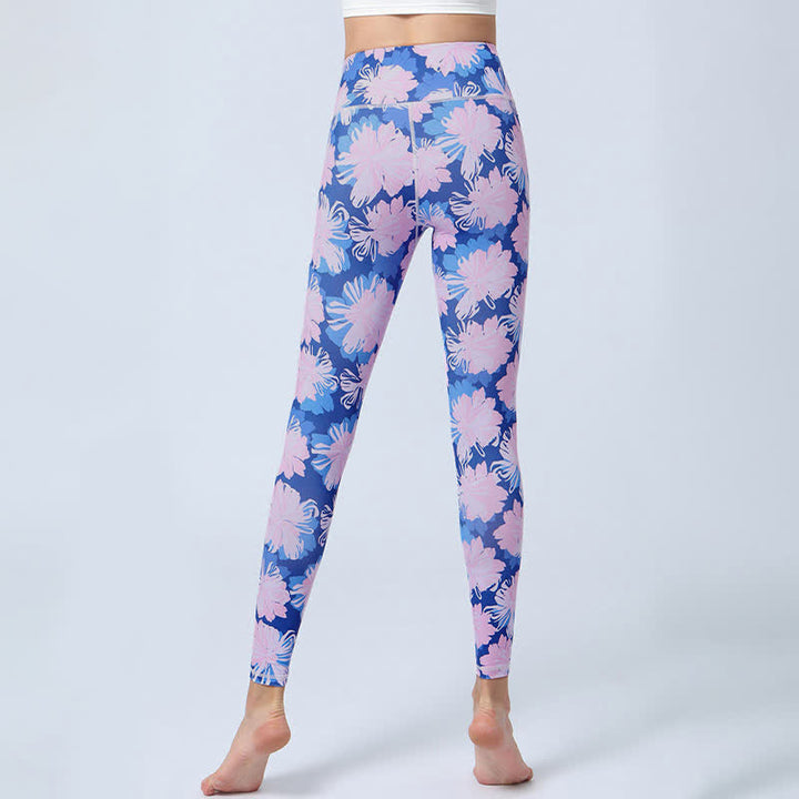 Buddha-Steine, Blumen, Blätter-Druck, Sport, Fitness, Yoga, hohe Taille, Leggings für Damen - image 8