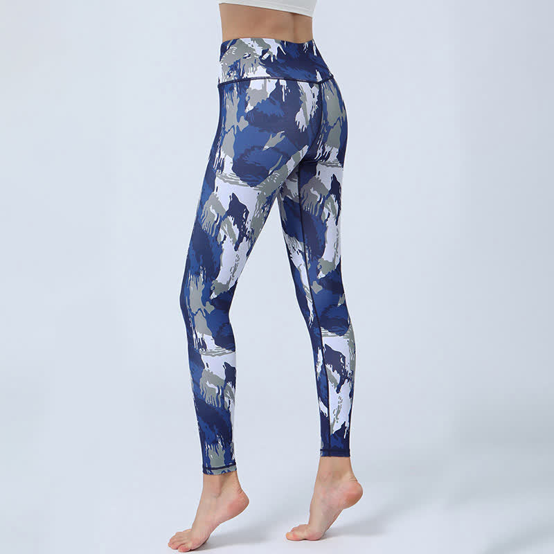 Buddha-Steine, Blumen, Blätter-Druck, Sport, Fitness, Yoga, hohe Taille, Leggings für Damen - image 2