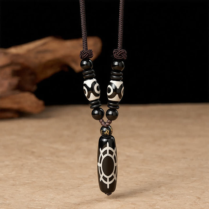 Buddha Stones Halskettenanhänger aus tibetischem schwarzem Onyx mit Schildpattmuster – Schutz und Segen - Schwarzer Onyx (Anhängergröße: 30 mm) - image 0