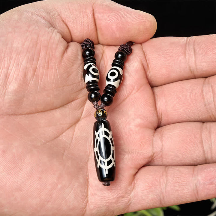 Buddha Stones Halskettenanhänger aus tibetischem schwarzem Onyx mit Schildpattmuster – Schutz und Segen - image 3