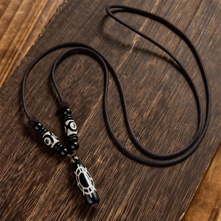 Buddha Stones Halskettenanhänger aus tibetischem schwarzem Onyx mit Schildpattmuster – Schutz und Segen - image 2
