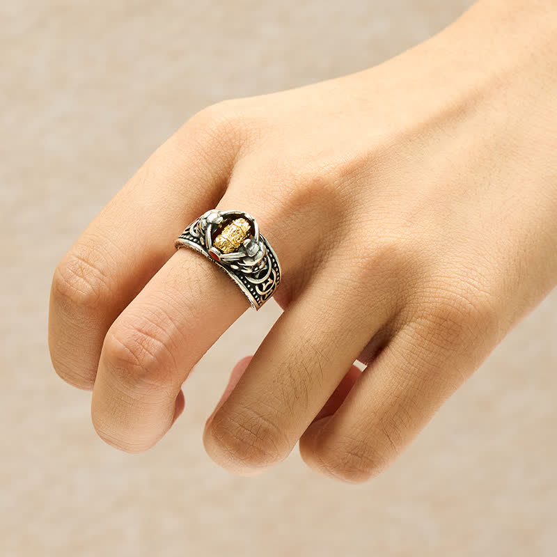 Buddha Stones Kupfer Pi Xiu Chinesische Münze Reichtum Spinner Verstellbarer Ring - image 4