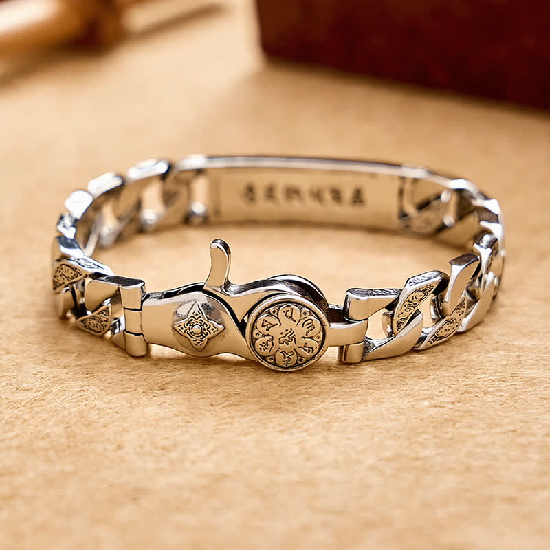 Buddha Stones Vintage Taotie Om Mani Padme Hum Relief-Armband aus Kupfer - image 2