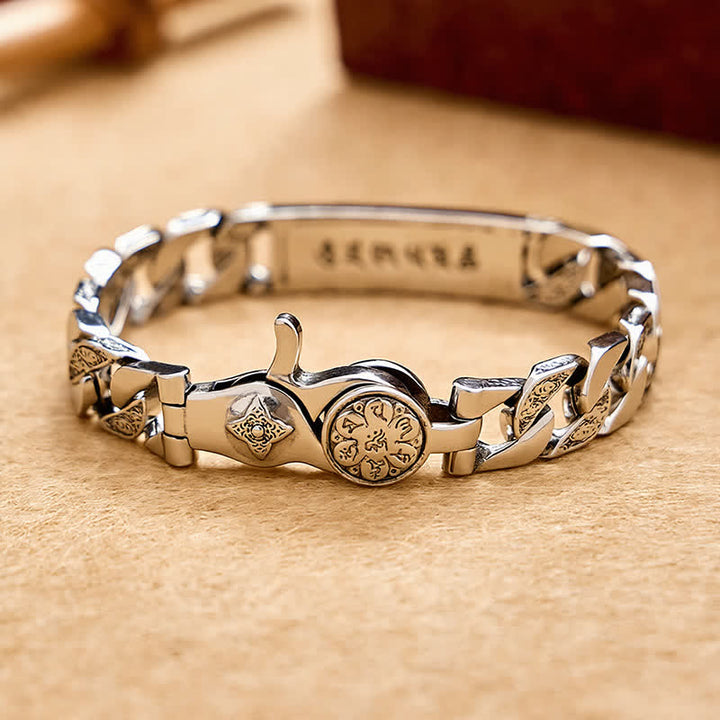 Buddha Stones Vintage Taotie Om Mani Padme Hum Relief-Armband aus Kupfer - image 2