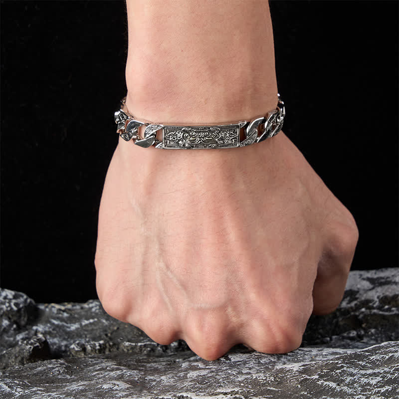 Buddha Stones Vintage Taotie Om Mani Padme Hum Relief-Armband aus Kupfer - image 5