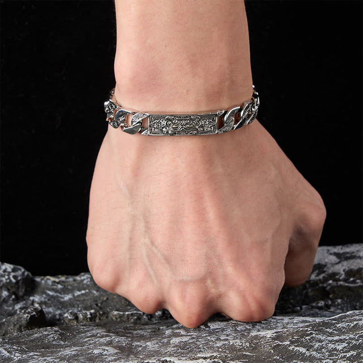 Buddha Stones Vintage Taotie Om Mani Padme Hum Relief-Armband aus Kupfer - image 5