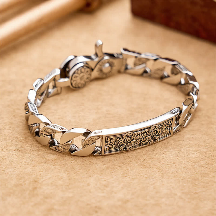 Buddha Stones Vintage Taotie Om Mani Padme Hum Relief-Armband aus Kupfer - image 1