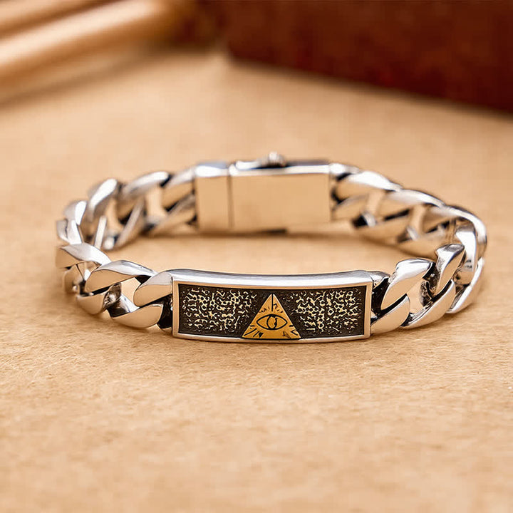 Buddha Stones Ägyptisch inspiriertes Kupferarmband mit graviertem Horusauge - 7,9–8,3 Zoll (20–21 cm) - image 0