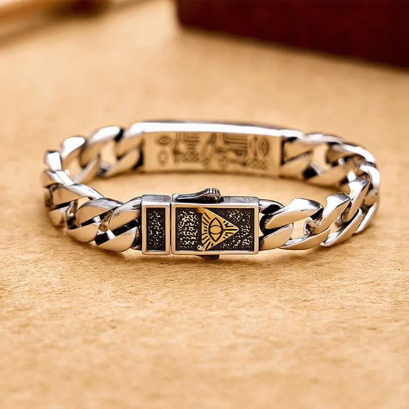 Buddha Stones Ägyptisch inspiriertes Kupferarmband mit graviertem Horusauge - image 1