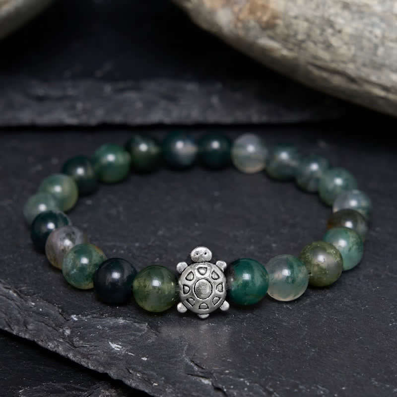Buddha Stones Moosachat-Kupfer-Armband „Schildkröte“ - image 2