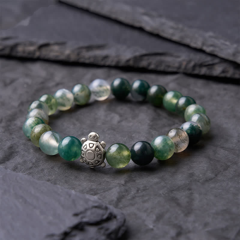 Buddha Stones Moosachat-Kupfer-Armband „Schildkröte“ - image 3