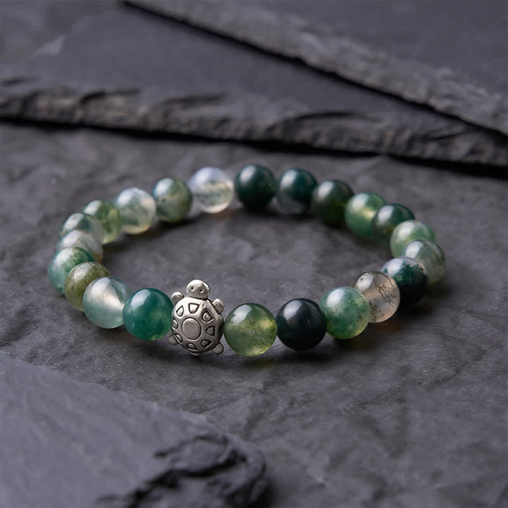 Buddha Stones Moosachat-Kupfer-Armband „Schildkröte“ - image 3