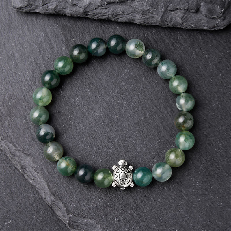 Buddha Stones Moosachat-Kupfer-Armband „Schildkröte“ - image 1