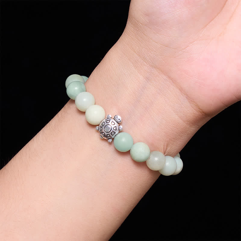 Buddha Stones Armband aus Amazonit-Kupfer mit Schildkrötenmotiv, handpoliert, runde Perlen - image 4