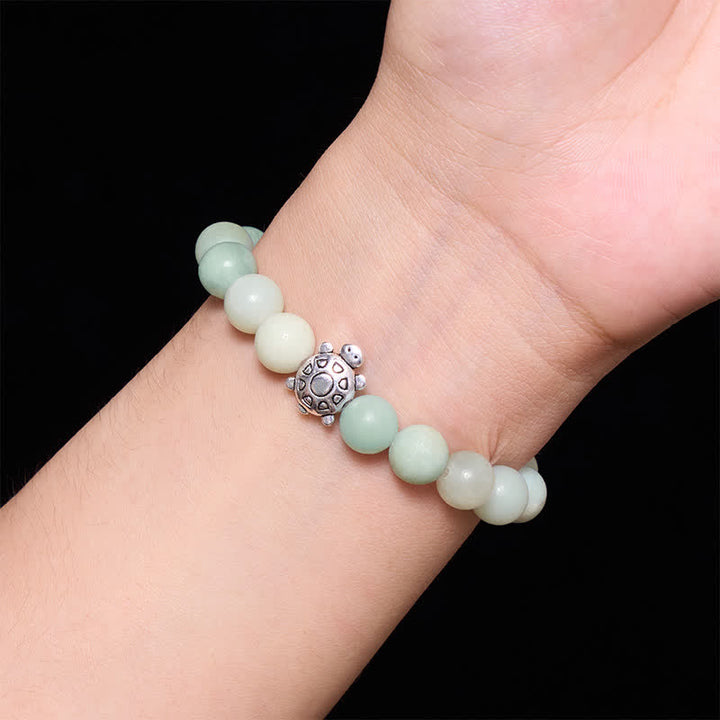 Buddha Stones Armband aus Amazonit-Kupfer mit Schildkrötenmotiv, handpoliert, runde Perlen - image 4