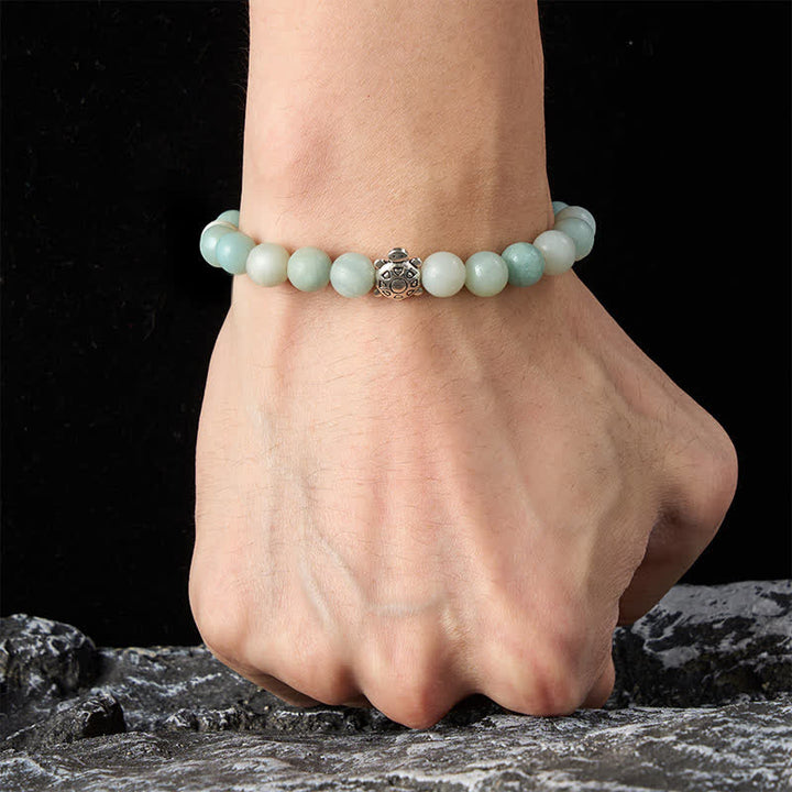 Buddha Stones Armband aus Amazonit-Kupfer mit Schildkrötenmotiv, handpoliert, runde Perlen - image 5
