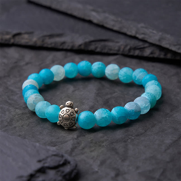 Buddha Stones Armband aus blauem Crackle-Achat mit Schildkrötenmotiv - image 3