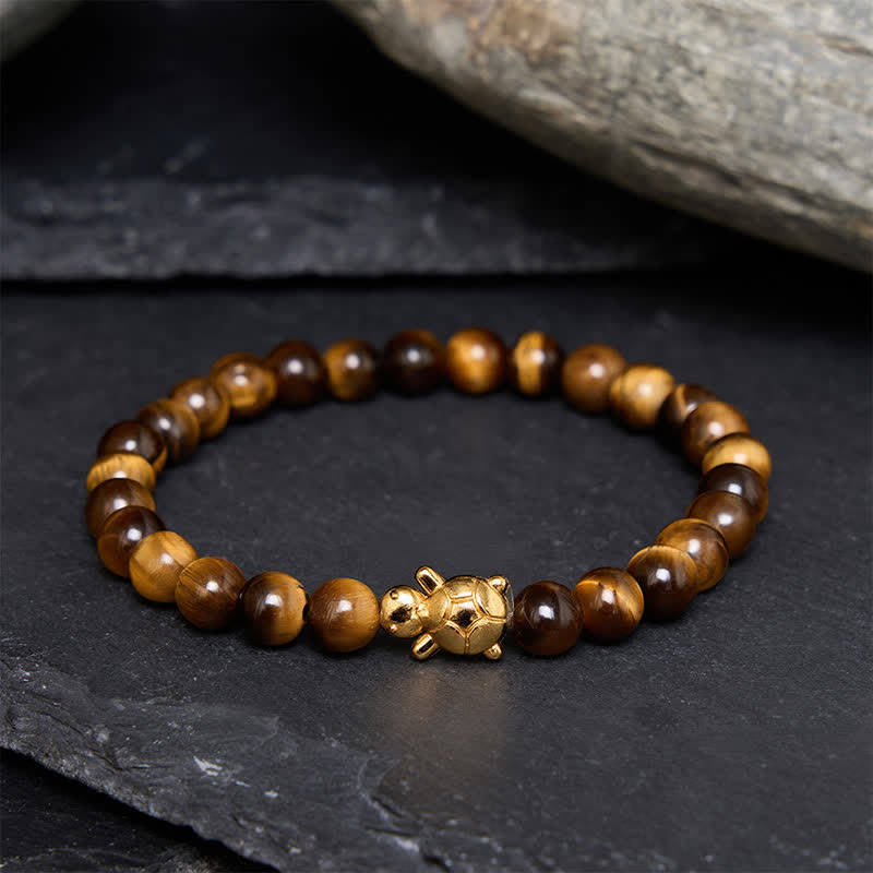 Buddha Stones Armband mit natürlichen Tigeraugen-Schildkröten-Accessoires und Mutperlen - 6 mm Tigerauge (Handgelenkumfang: 14–15 cm) - image 0