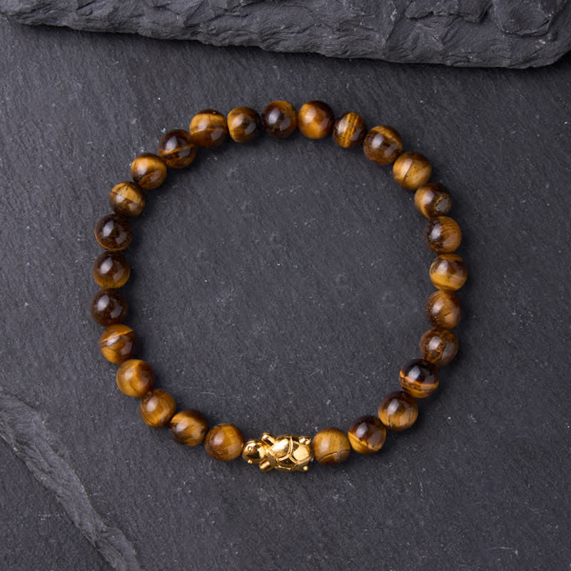 Buddha Stones Armband mit natürlichen Tigeraugen-Schildkröten-Accessoires und Mutperlen - image 1