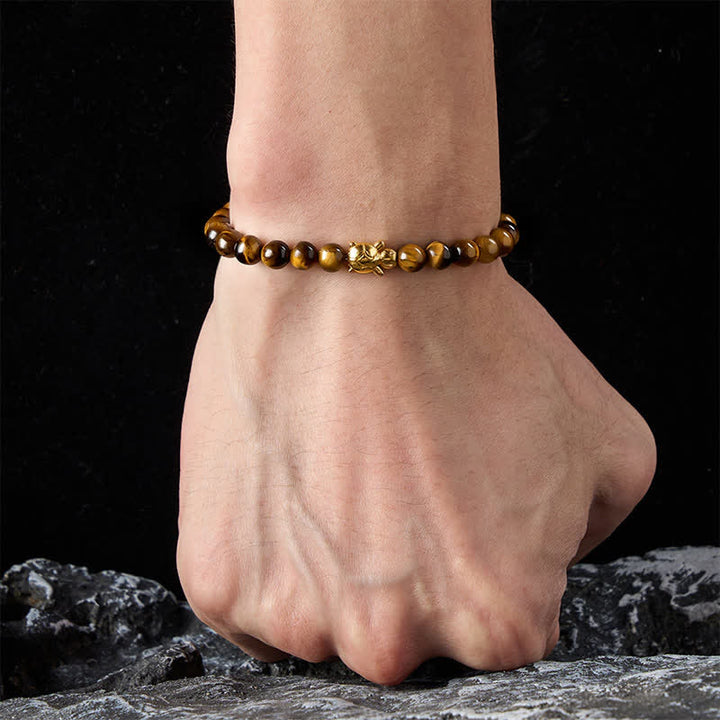 Buddha Stones Armband mit natürlichen Tigeraugen-Schildkröten-Accessoires und Mutperlen - image 4