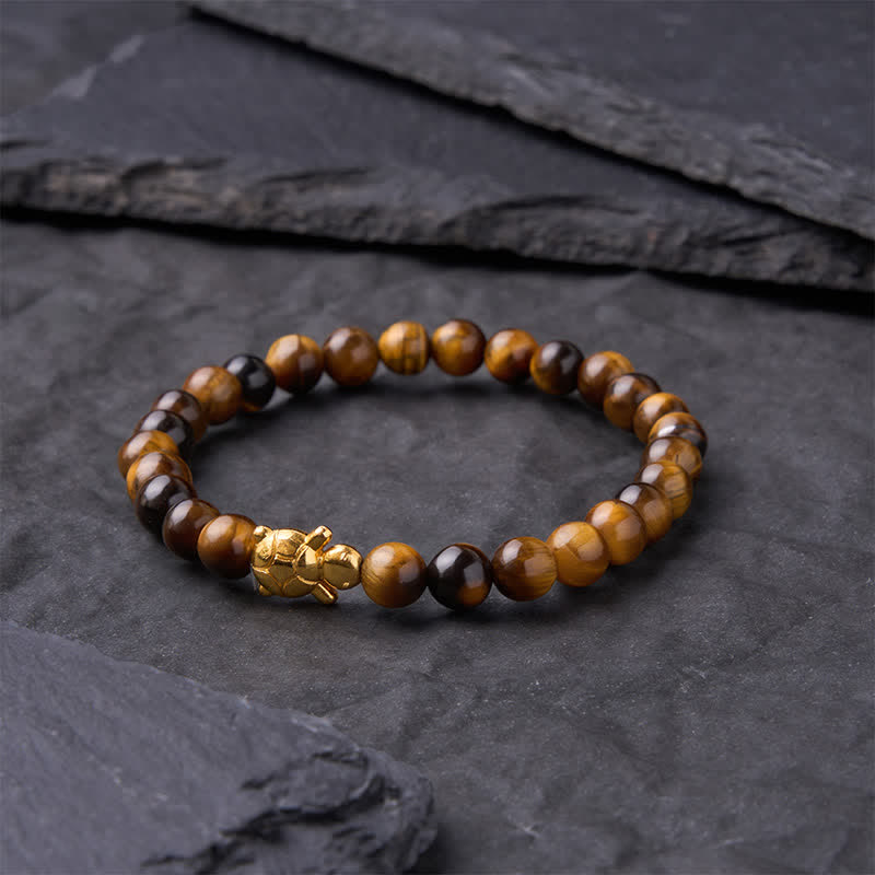 Buddha Stones Armband mit natürlichen Tigeraugen-Schildkröten-Accessoires und Mutperlen - image 2