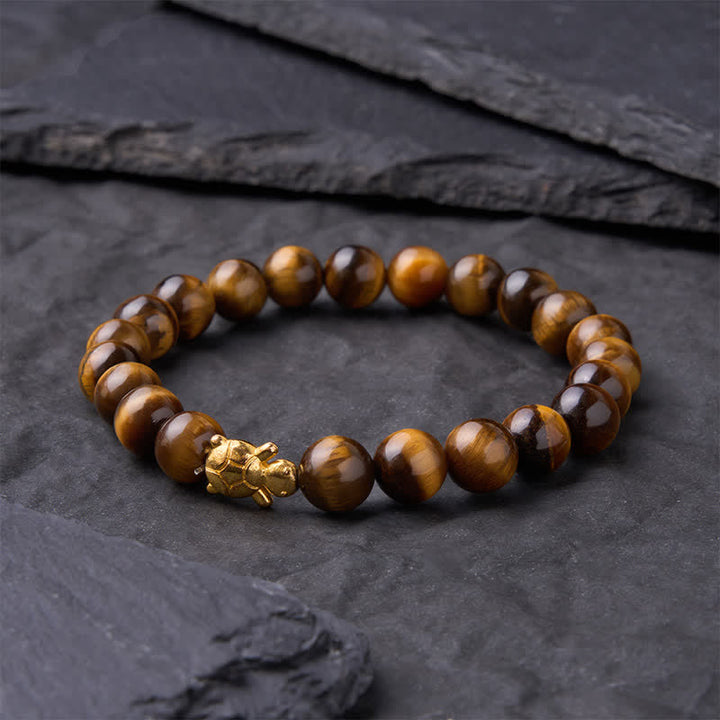 Buddha Stones Armband mit natürlichen Tigeraugen-Schildkröten-Accessoires und Mutperlen - image 11