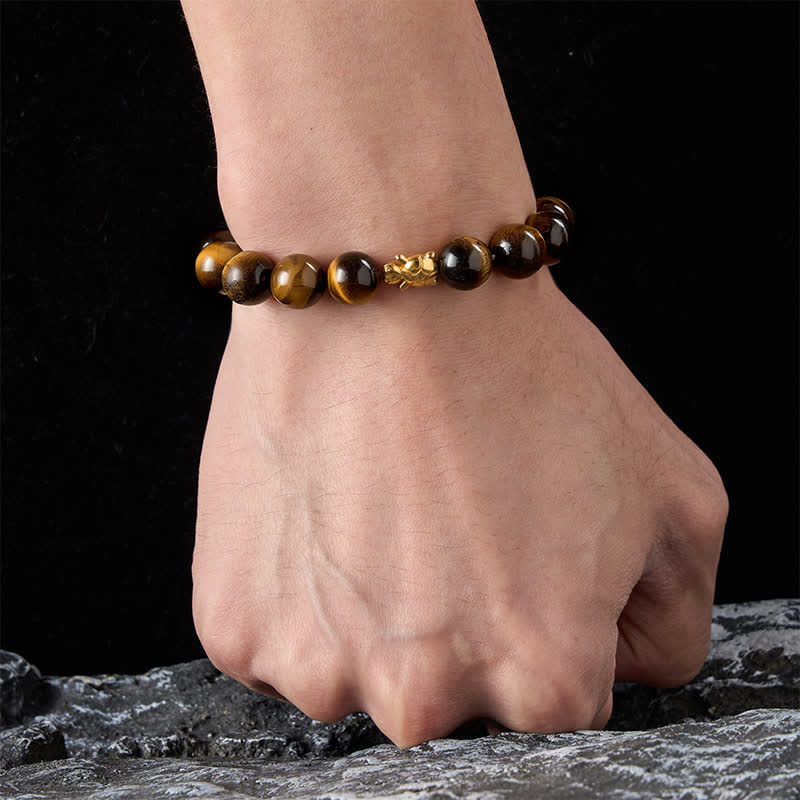 Buddha Stones Armband mit natürlichen Tigeraugen-Schildkröten-Accessoires und Mutperlen - image 19