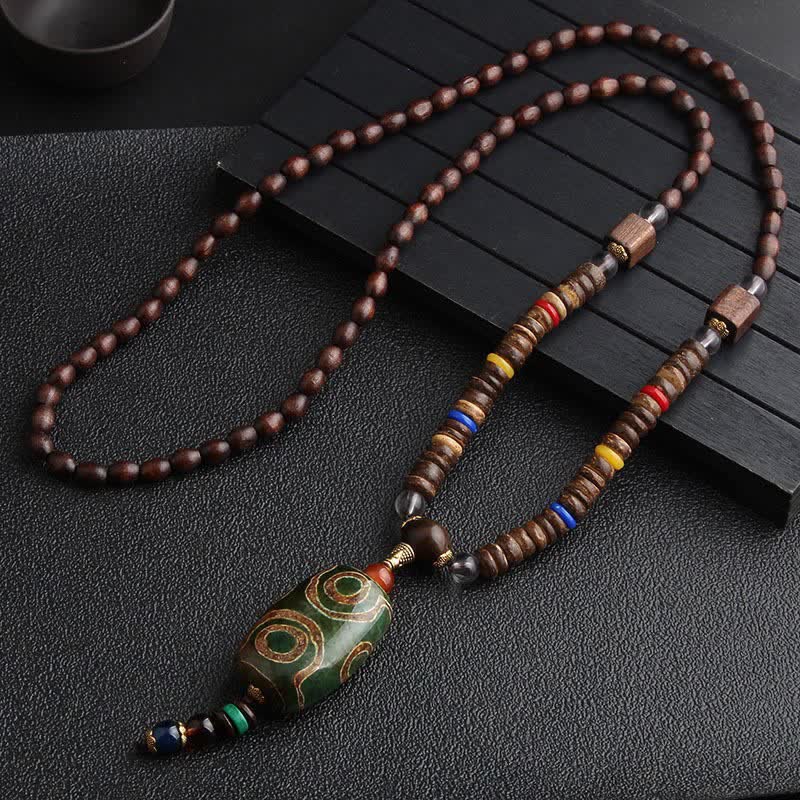 Buddha Stones Türkis Dzi Bead Gebetsmühle Wenge Holz Meditation Halskette - Dzi-Perle - image 5