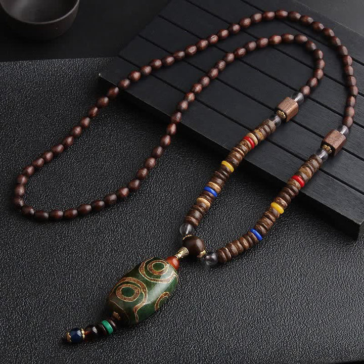 Buddha Stones Türkis Dzi Bead Gebetsmühle Wenge Holz Meditation Halskette - Dzi-Perle - image 5