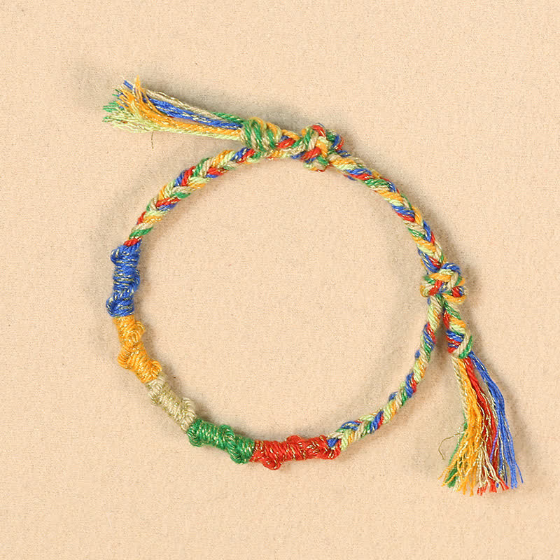 Buddha Stones Mehrfarbiges Seil-Drachen-Glücksarmband aus Tibet - Mehrfarbiges Armband (Handgelenkumfang: 15–17 cm) - image 0
